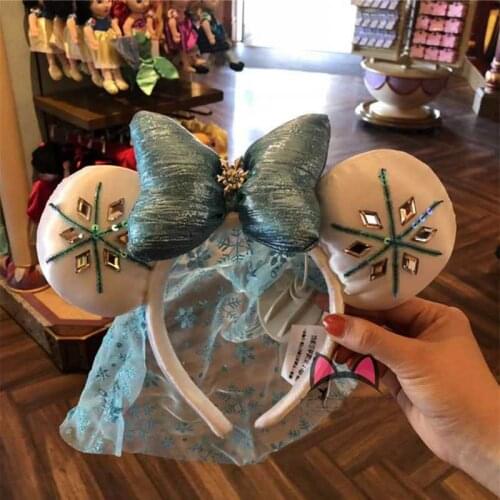 Brand Original Blue snow princess veil Ears Headband Hair Hoop Wedding Style Headdress Party Headwear Girl Toys Birthday Gift