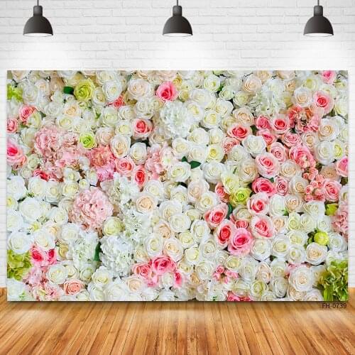 Wedding Baby Portrait Birthday Party Photocall Backdrop Floral Wall Rose Flowers Decor Backgrounds For Photography Photo Studio