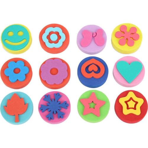 12pcs/set Drawing Sponge Stamp Early Learning Painting Sponge Seals Educational Painting Tools for Children