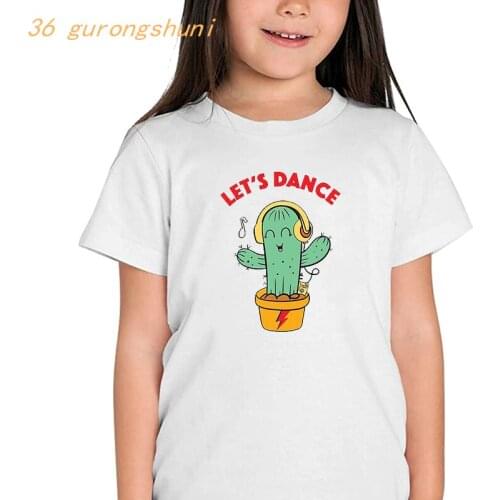 LET’S DANCE kids t shirt for boys children cactus kid girls clothes t-shirts girl flowerpot graphic tee Cute kawaii t-shirt