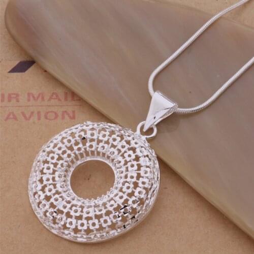 AN201 Hot sterling Necklace fashion jewelry pendant hollow out annulus /gjrapaya aofajfma silver color
