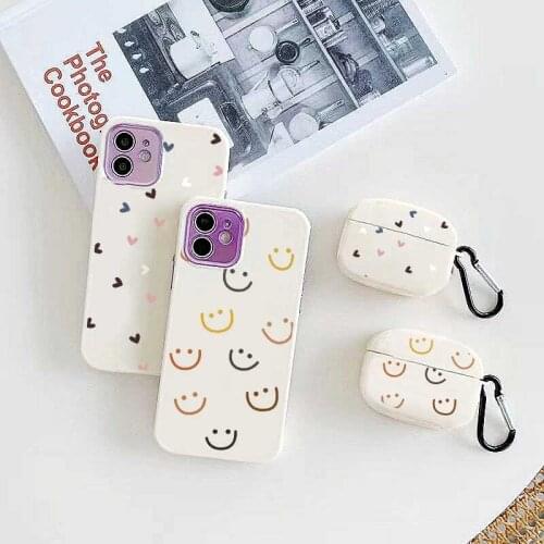 INS Cute Smiley Earphone Cases For Apple Airpods 2/1 Love Heart Cover For Apple iPhone Airpod Earphone For Airpods 3 Pro Fundas