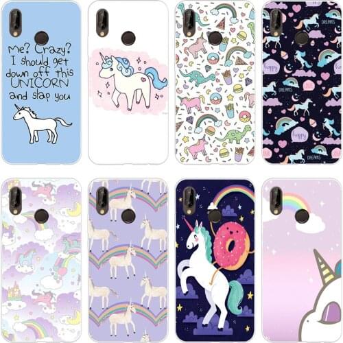 77H unicorn with rainbow pink Soft Silicone Tpu Cover Case for huawei Nova 3 3i p smart