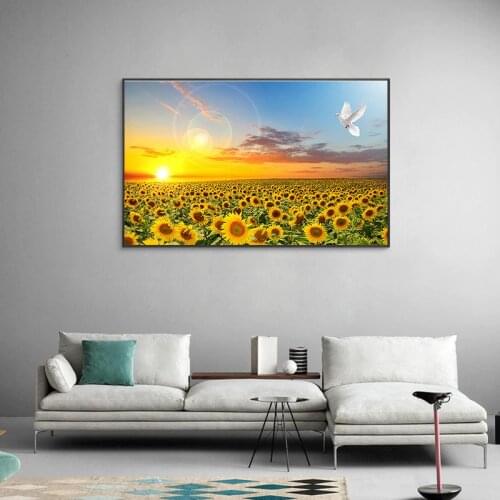 BALLEAY ART Wall Canvas Painting Nordic Sunflower Home Wall Decor Modular Pictures Study Living Room landsacpe Posters and Print