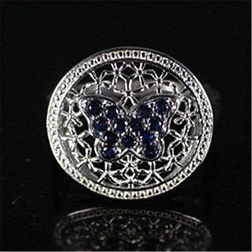 New Silver Color Ring Classic Exquisite Temperament Female Models Butterfly Inlaid Zircon Hand Jewelry Birthday Gift