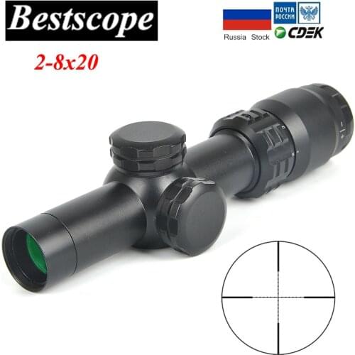 Hunting 2-8x20 Mil Dot Reticle Sight Rifle Scope Sniper Hunting Scopes Tactical Flip Scope Airsoft Air Guns