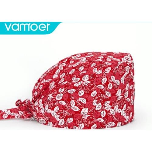 Wholesale Unisex cotton breathable printing adjustable pet work hats dust caps nurse cap Elastic beauty hats nursing hats