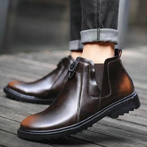2019 Autumn new Men boots Chelsea boots Mens Casual Martin Boots Men High help Work boots C22-62