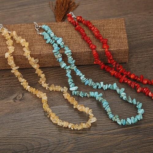 Natural Stone Irregular Gravel Beads Charms Necklaces Chokers for Girls Handmade Statement Necklace Fashion Jewelry