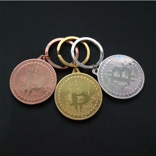 Commemorative Collectors Friends Gifts Key Accessories Bag Pendant Key Chains Bitcoin Keychain Coin Key Rings Jewlery