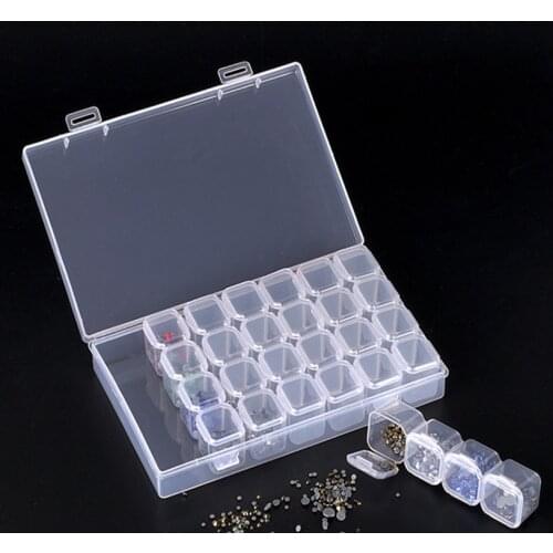 28 Grid Dismountable Plastic Box Beads Accessories Stud Earring Rings Necklace Jewelry Storage Originizer Display Case