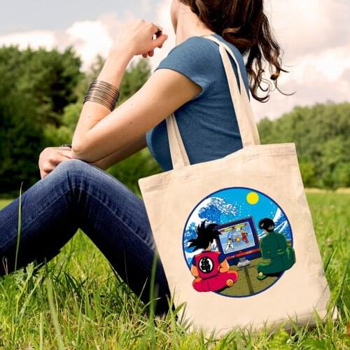 Hot Japanese Anime Guko Shopping Bag Kawaii Cartoon Kuroo Eco Recycle Bag Dragon Shopper Grocery Cotton Bag Tote Reusable Bags