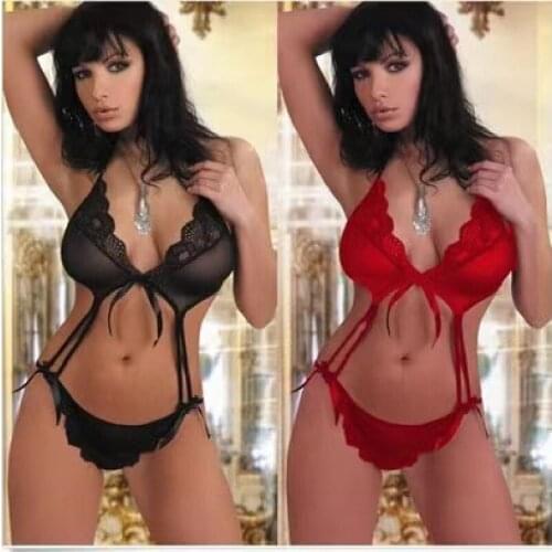 Sexy Bodysuit Transparent Women Crotchless Jumpsuit European Home Hollow Out One-Piece Clothes XXL-S Black White
