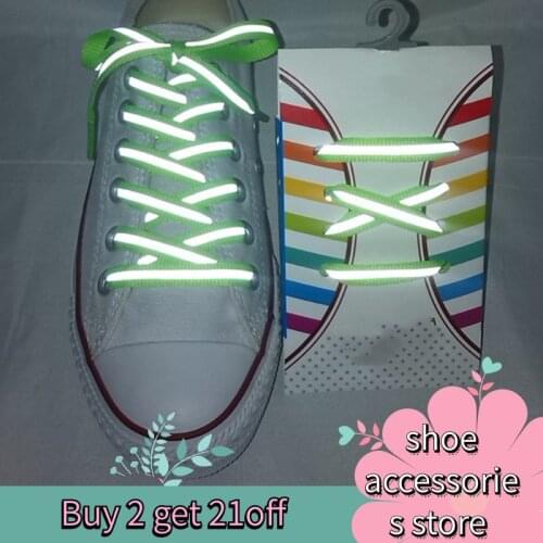 1 Pair 60 100 120cm Flat Reflective Runner Shoe Laces Safety Luminous Glowing Shoelaces Unisex for Sport Basketball Canvas Shoes