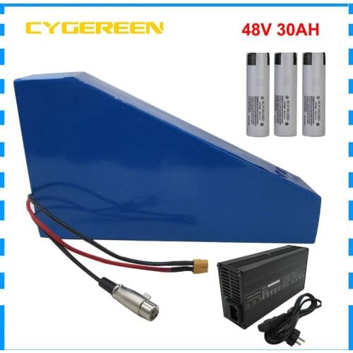 2000W 48V 30AH triangle battery pack 48 V 29AH Ebike Scooter bateria NCR18650PF cell 50A BMS with Free Bag 54.6V 5A Charger