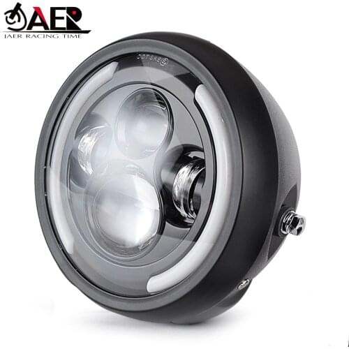 Universal 7.5" Motorcycle Headlight Cafe Racer Round Motorbike LED Head lamp Headlamp 7.5 inch Cafe Racer Distance Light Refit