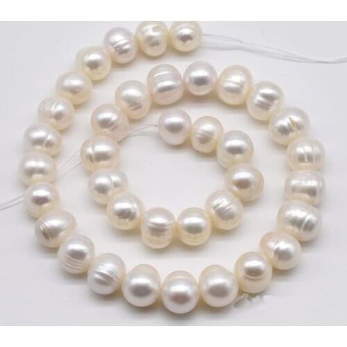 Big Size AA 11-12MM Pearl Jewellery,White Color Natural Freshwater Pearl Loose Beads,Ringed Pearls Bead,Free Shipping