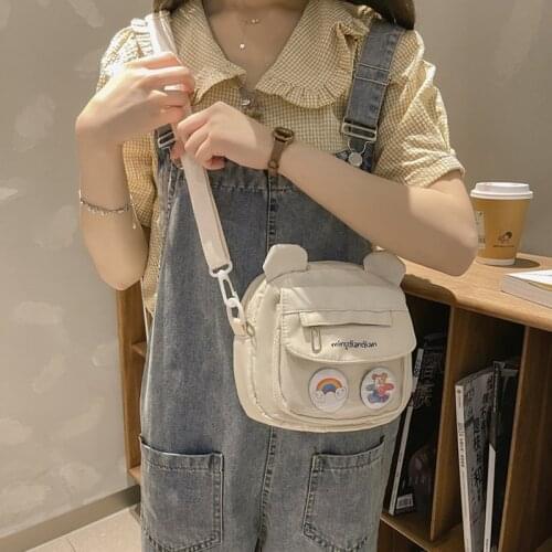 Women Cute small bag Japanese vintage canvas bear shape girl student messenger bag funny shoulder bag