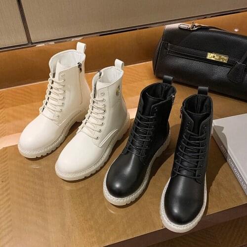 Womens autumn retro all-match thick-soled increased Martin motorcycle boots