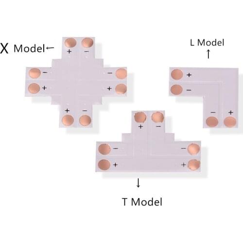 10pcs L shape/T shape/+shape Connector 8mm for 5050conductor Quick Splitter Right Angle Corner Connector LED Strip light