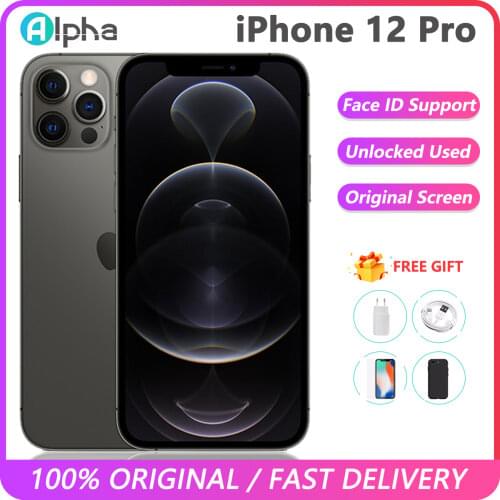 100% Original Apple iphone 12 pro 6GB RAM 128GB/256GB OLED Screen A14 Bionic 5G phone Support Face ID Unlocked Used
