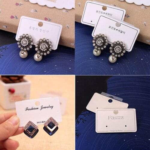 100PCS/lot 5x3cm White Paper+PVC Drop Fashion Earring Hang Card Jewelry Accessories Display Packing Card Holder Wholesale