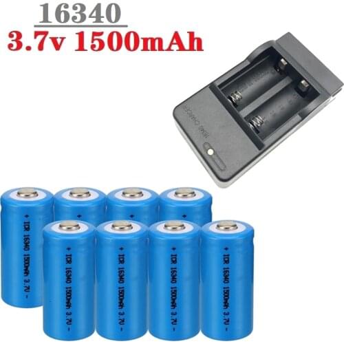 3.7V 1500mAh Rechargeable Li-ion Batteries 16340 CR123A Battery For LED Flashlight Travel Wall Charger For CR123A 16340 battery