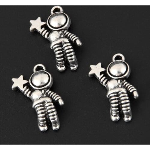 30pcs Silver Color 20x14mm Astronaut Charms Spaceman Pendant Fit DIY Jewelry Making Handcrafted Accessories