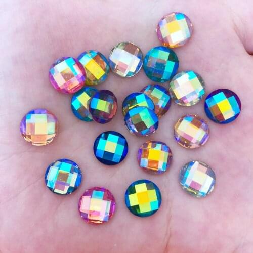 50pcs Mix AB Resin 10mm Round Flatback Rhinestone Scrapbook Wedding DIY Buttons DIY Resin Ornaments F333