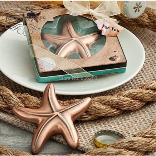 50pcs/lot New Bridal Shower Beach Theme Starfish Design Beer Bottle Opener Wedding Return Gifts for Guest