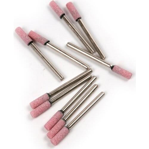 10pcs 3mm Shank Cylinder Abrasive Round Mounted Points Grinding Wheel Stone Tool