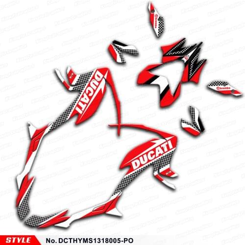 Aftermarket Custom Vinyl Stickers for DUCATI Hypermotard Hyperstrada 821 939 2013 2014 to 2018, Style No.DCTHYMS1318005-PO