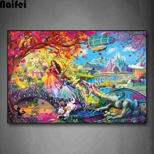 Diamond Painting Full Square Landscape Picture Of Rhinestones Diamond Embroidery Sale Autumn Castle Festival Cross Stitch Decor