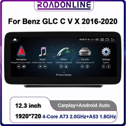 For Mercedes-Benz GLC C-Class V-Class X-Class 2016-2020 Android 11.0 6+128G Car Multimedia Player Stereo Receiver Radio