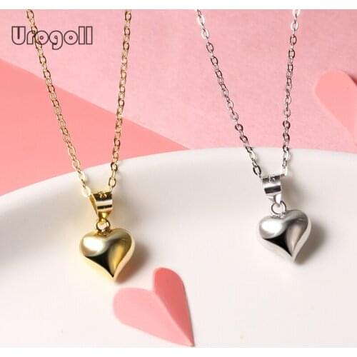 Pure 925 Sterling Silver Jewelry Simple Heart Shaped Pendant Necklaces For Women Anniversary Party Silver 925 Jewelry