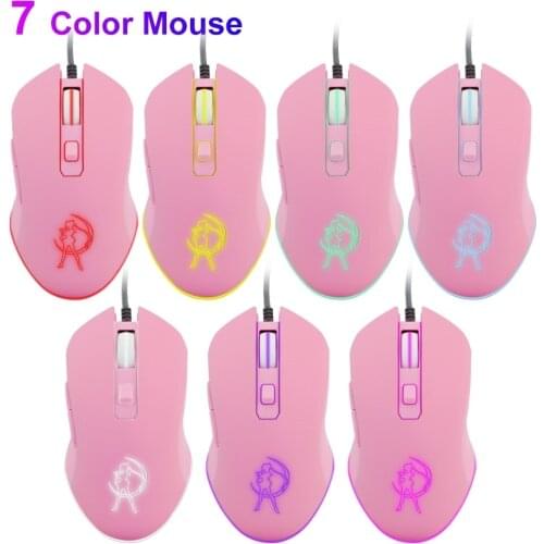CHYI Ergonomic Wired Gaming Mouse 3200DPI USB Optical Mouse With LED Backligh Pink 6 Buttons Gamer Mice Mause For PC Laptop Mac