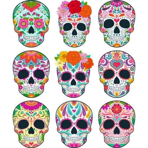DIY Cartoon Halloween Skull Heat Transfer Sticker For Vogue Girl Clothing Patch 1 Piece. T226