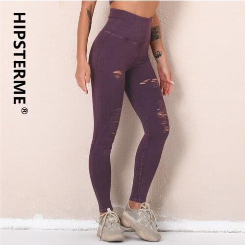 Hipsterme Ripped Yoga Pants Women High Waist Seamless Gym Leggings Fitness Sports Push Up Leggins Workout Elastic Running Tights