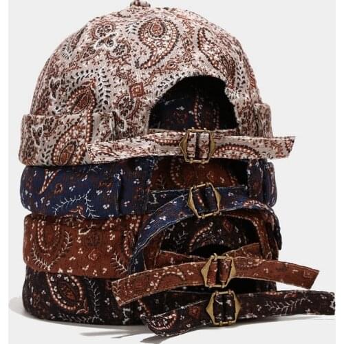 WZCX Paisley Printing Melon Cap Adjustable No Visor Hip Hop Unisex Fashion Street Dance Summer Men Beanie Hat Skull Cap