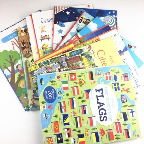 4 pcs Children Reusable Sticker Books Kids Baby English Story Telling Book A4 size for Preschool Early Learning Travel Reading