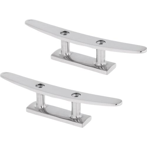 2 Pcs 124x15 mm Boat Cleat Stainless Steel Mooring Anchor 2-Hole Boat Dock Deck Cleat For Anchor/Drift Chutes/Bow/Safety Line