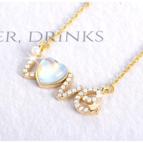 Bohemia Harajuku Opal Heart Shaped Pendant Trend LOVE Choker Necklace Crystal Fashion Jewelry for Women Girls Wedding Necklaces