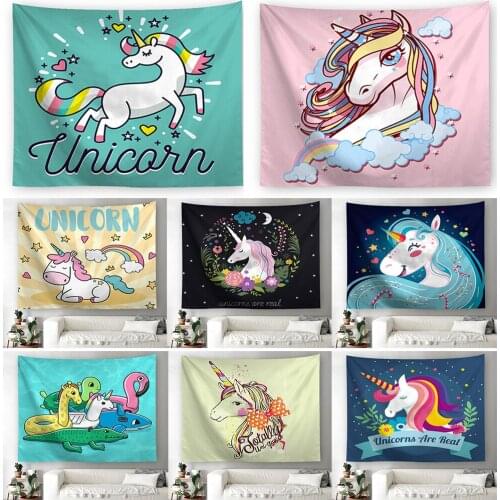 Wall Hanging Tapestry Cute Unicorn Animal Hippie Mandala Yoga Mat Bedspread Sheets Home Decorative Tapestries Beach Towe