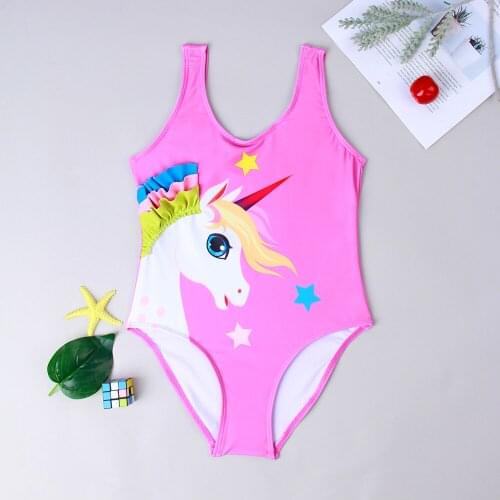 2021 New Girls' One-piece Swimsuit Unicorn Swimwear