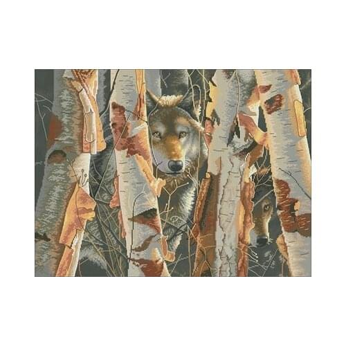 Dim35153 Alpha Wolf Autumn Needlework,For Embroidery,DIY 14CT Unprinted Arts Cross stitch kits Set Cross-Stitching Home Decor