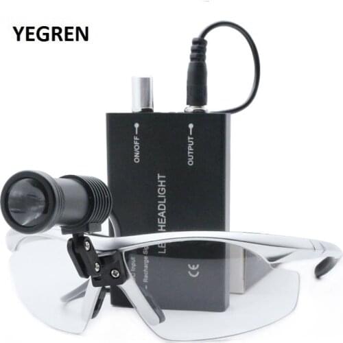 Rechargeable Dental Loupe Headlight with Ultralight Eyeglasses 5W LED Headlamp Brightness Adjustable for Dentist Detection