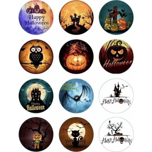 50PCS Charm Halloween Pumpkin Alloy Snap Button Charms Time Gem Jewelry For 18MM DIY Button Snap Bracelet Necklace For G