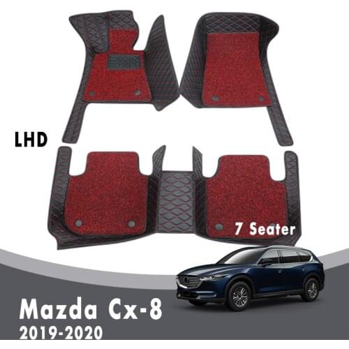 Luxury Double Layer Wire Loop Carpet For Mazda Cx-8 2020 2019 (7 Seater) Custom Car Floor Mats Interior Leather Parts Waterproof