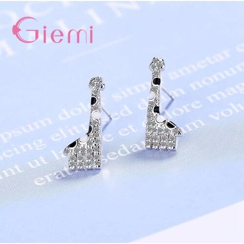 925 Sterling Silver Stud Earrings With Sparkling Cubic Zirconia Stone Fashion Jewelry Best Gift For Girls Engagement