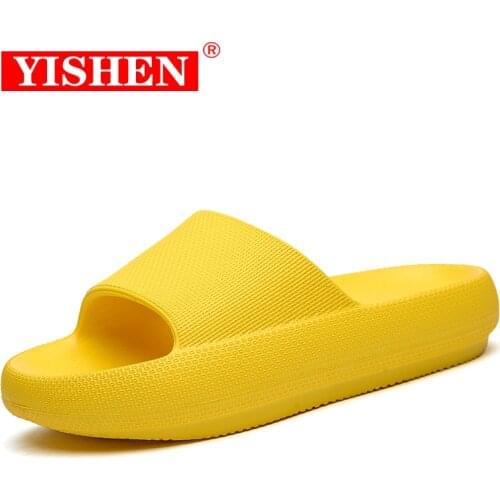 YISHEN Thick Platform Slippers Men Women Indoor Bathroom Slipper Soft EVA Anti-slip Lovers Home Floor Slides Men Summer Shoes